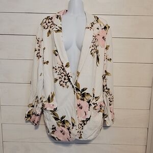 Philosophy Floral Cream Stretch Blazer with Pink & Olive Accents